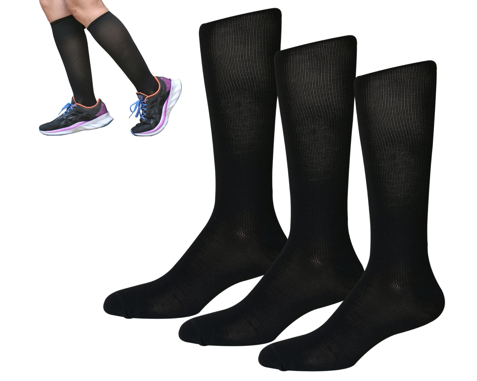 Medias de compresion mujer 15-20 mmhg , altura abajo de la Rodilla, perfectas para ejercicio, piernas cansadas, embarazo, etc. Buena compresión