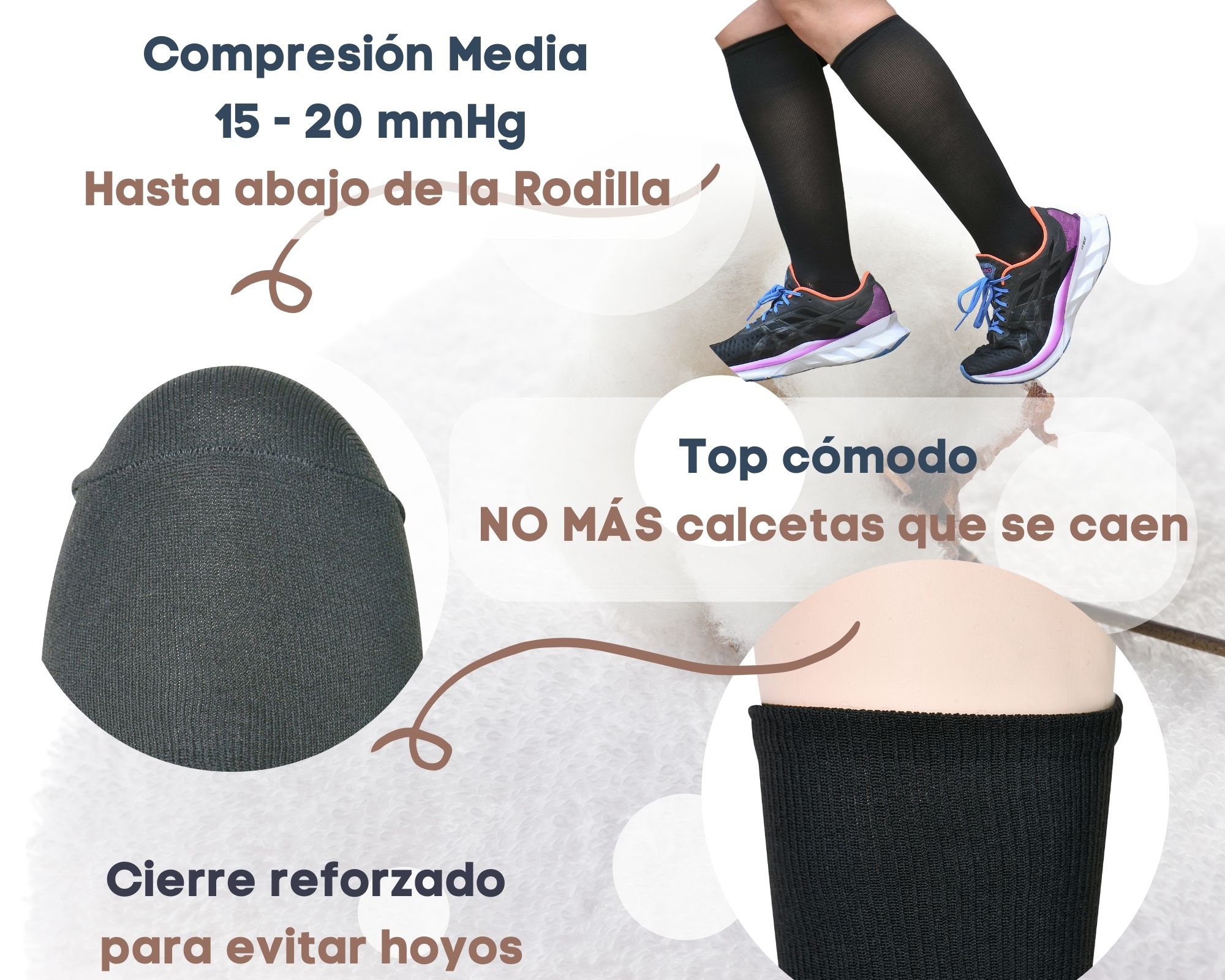 Medias de compresion mujer 15-20 mmhg , altura abajo de la Rodilla, perfectas para ejercicio, piernas cansadas, embarazo, etc. Buena compresión