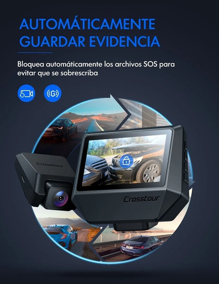 Doble Cámara Para Automovil Crosstour Con 3'' Pantalla