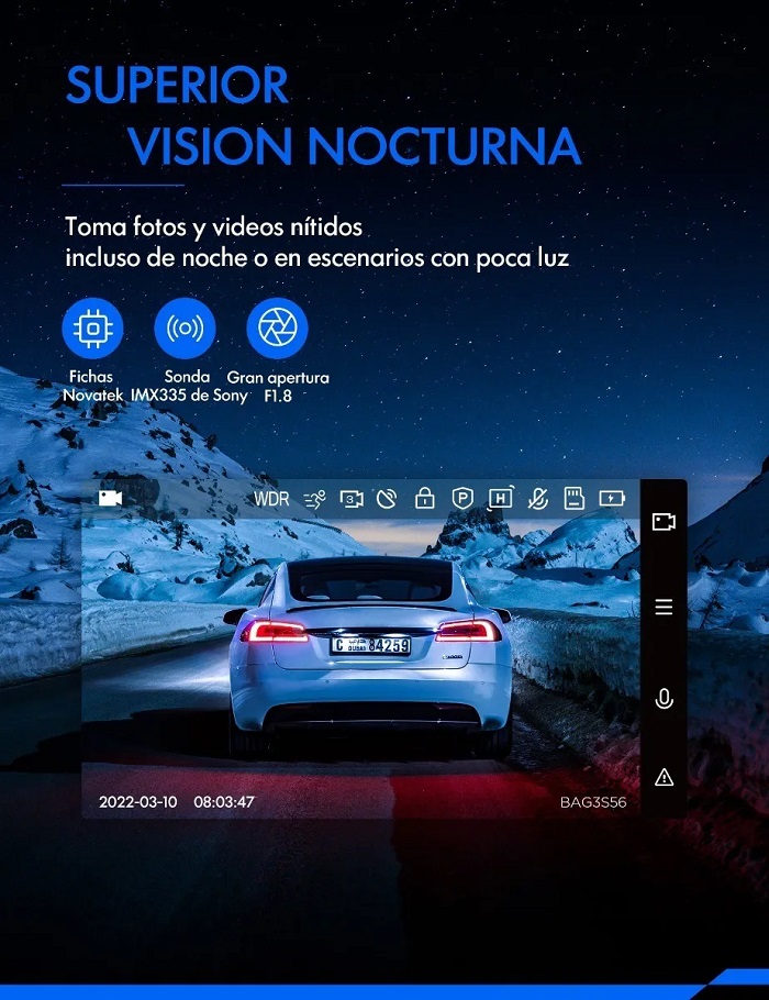 Doble Cámara Para Automovil Crosstour Con 3'' Pantalla