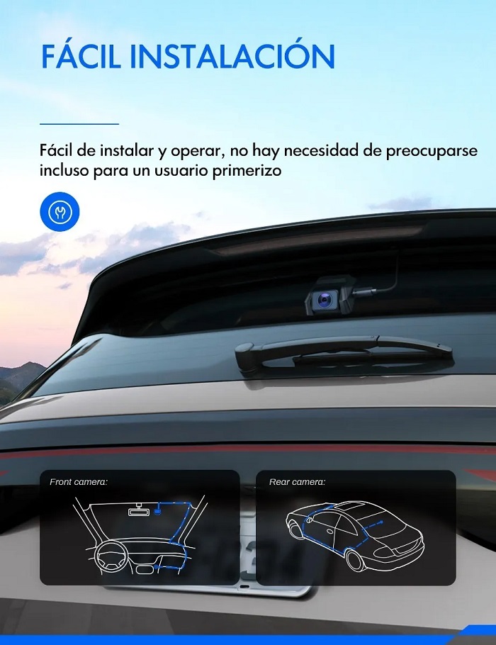 Doble Cámara Para Automovil Crosstour Con 3'' Pantalla