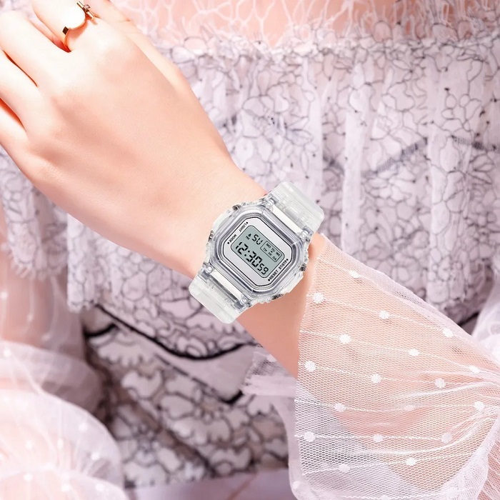 Reloj Transparente Estilo Retro Casio Blanco
