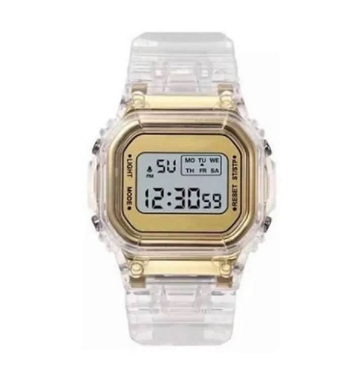 Reloj Transparente Estilo Retro Casio Dorado