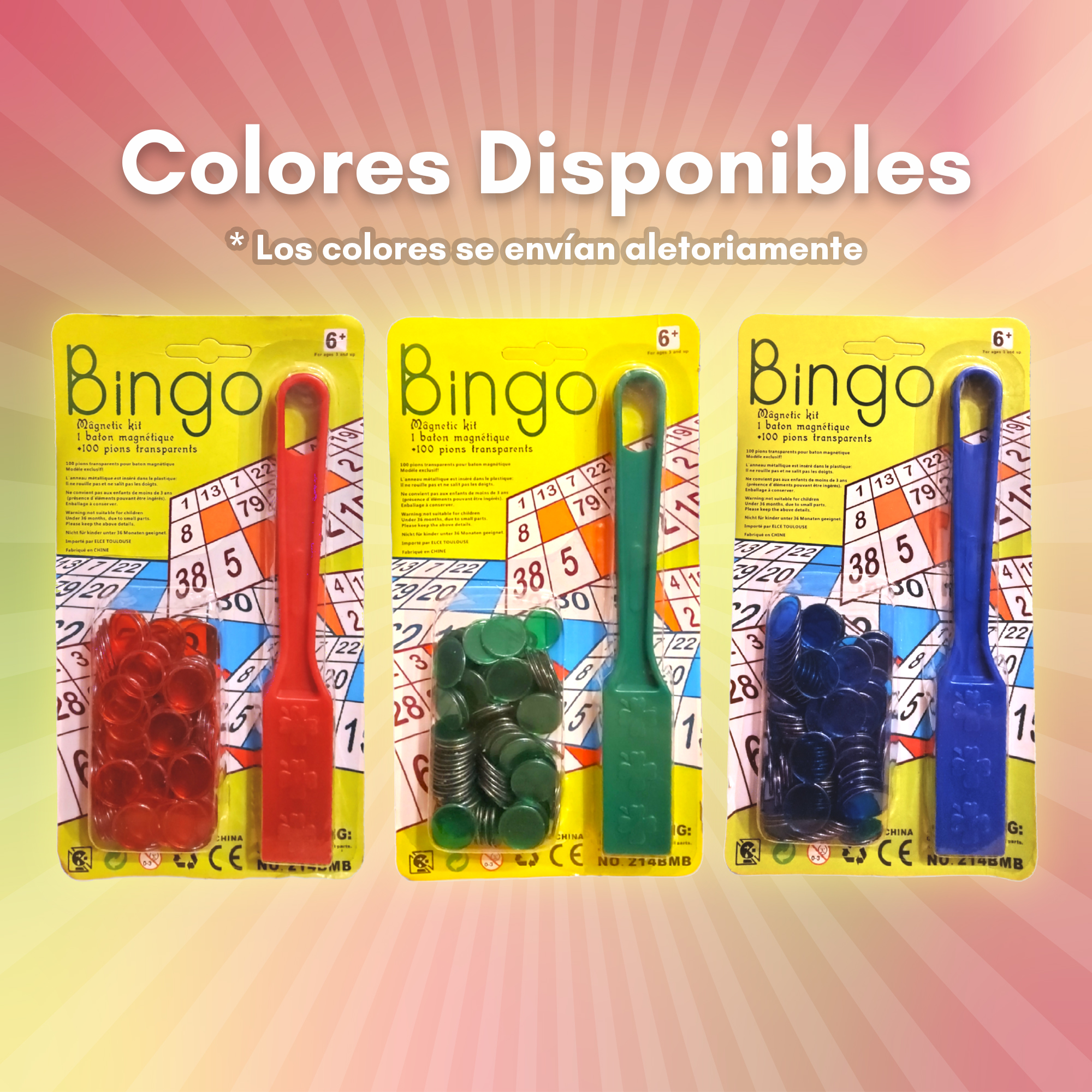 2 Palas Magnéticas con 200 Fichas para Lotería, Bingo o Educación Montessori