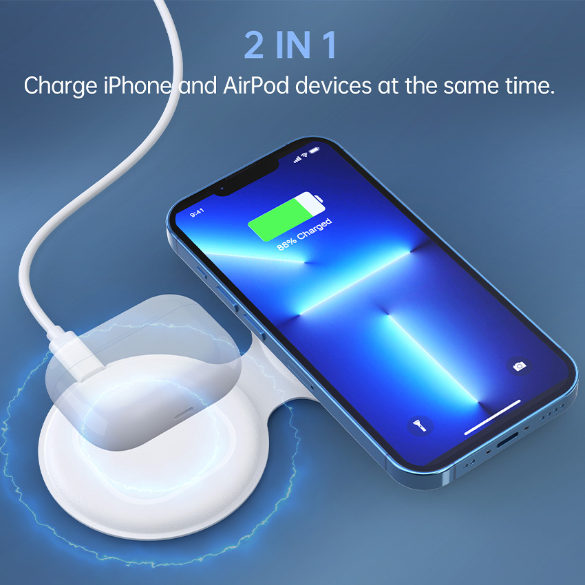 Base de Carga Inalambrica 2 en 1 para iP Blanco.
