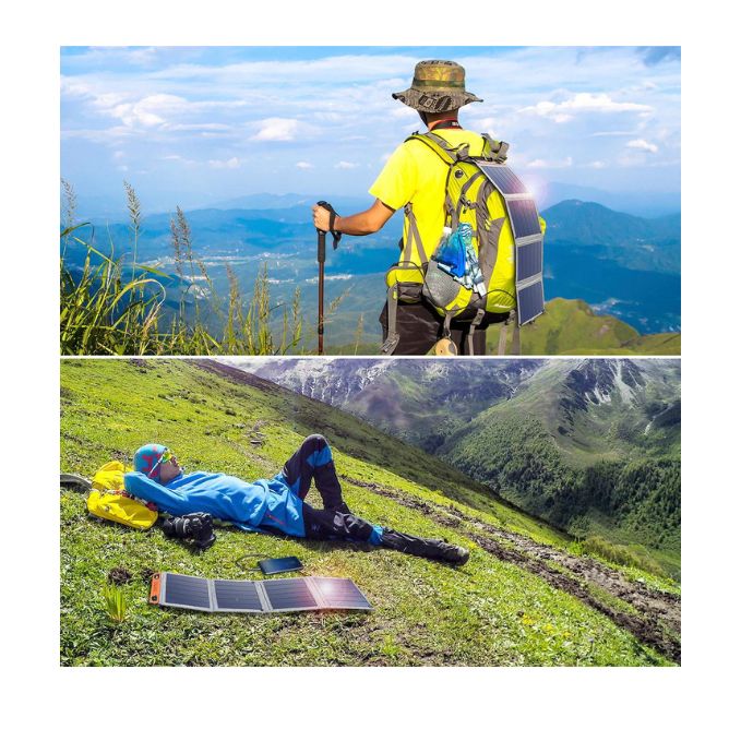 Cargador Portatil con Paneles Solares Dos Salidas 14W.