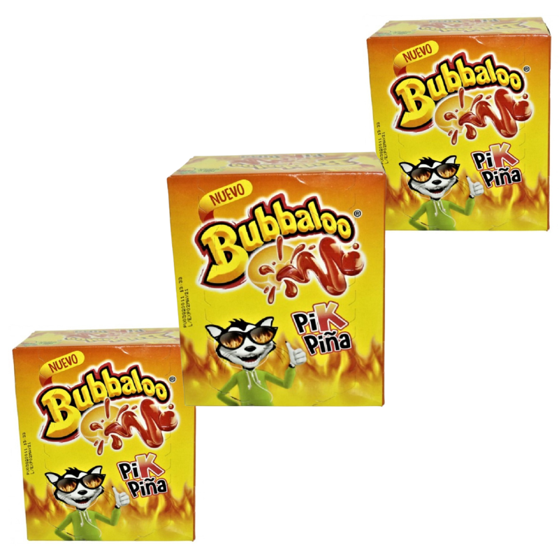 Paquete 4 Chicles Bubbaloo Pik Piña 47 piezas c/u