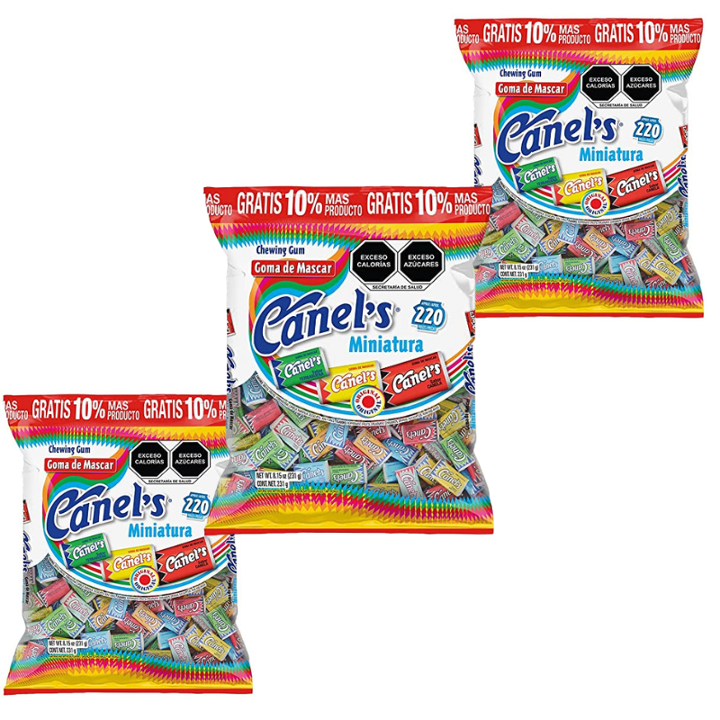 Paquete 4 Chicles Canels Miniatura 220 piezas c/u