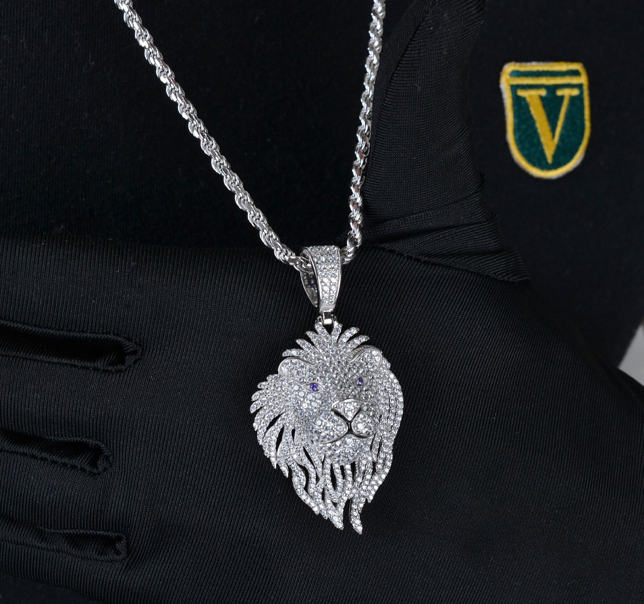 Dije León Y Cadena Torzal Plata Ley 925 Italia + Estuche