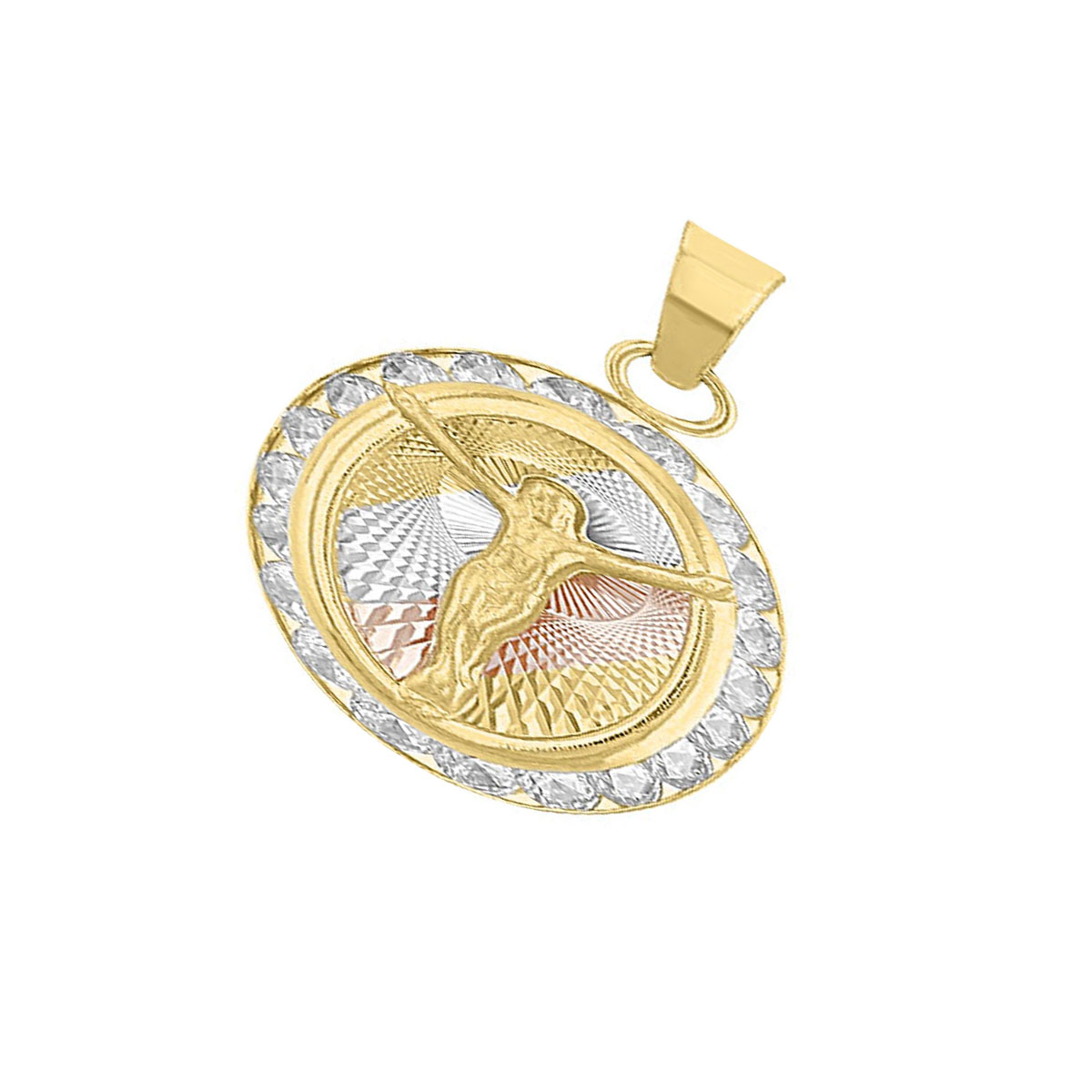 Medalla Cristo Platillo Oval 3 Colores Elaborado En Oro De 10 K