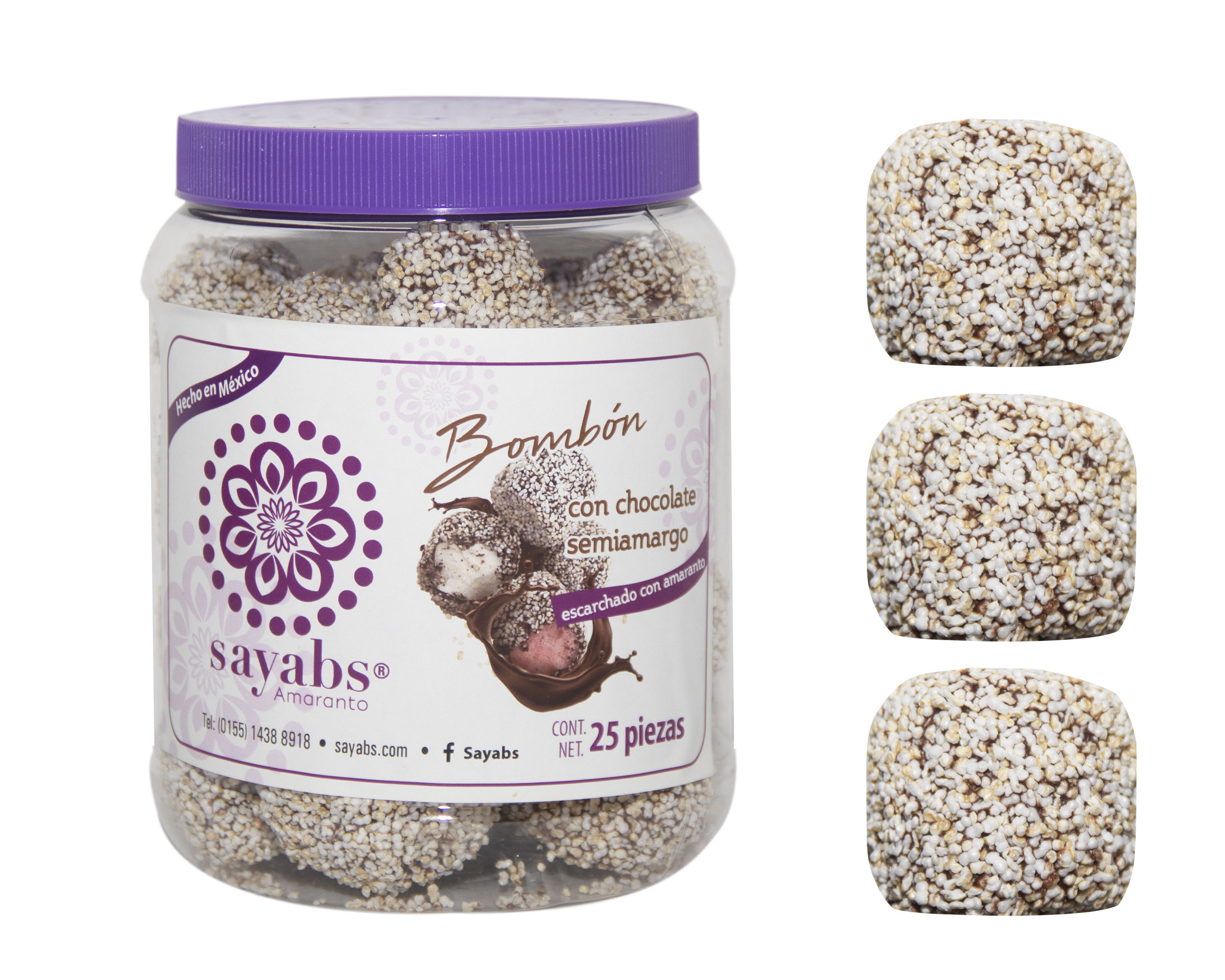Bombón cubierto de Chocolate y escarchado de Amaranto 25 Piezas