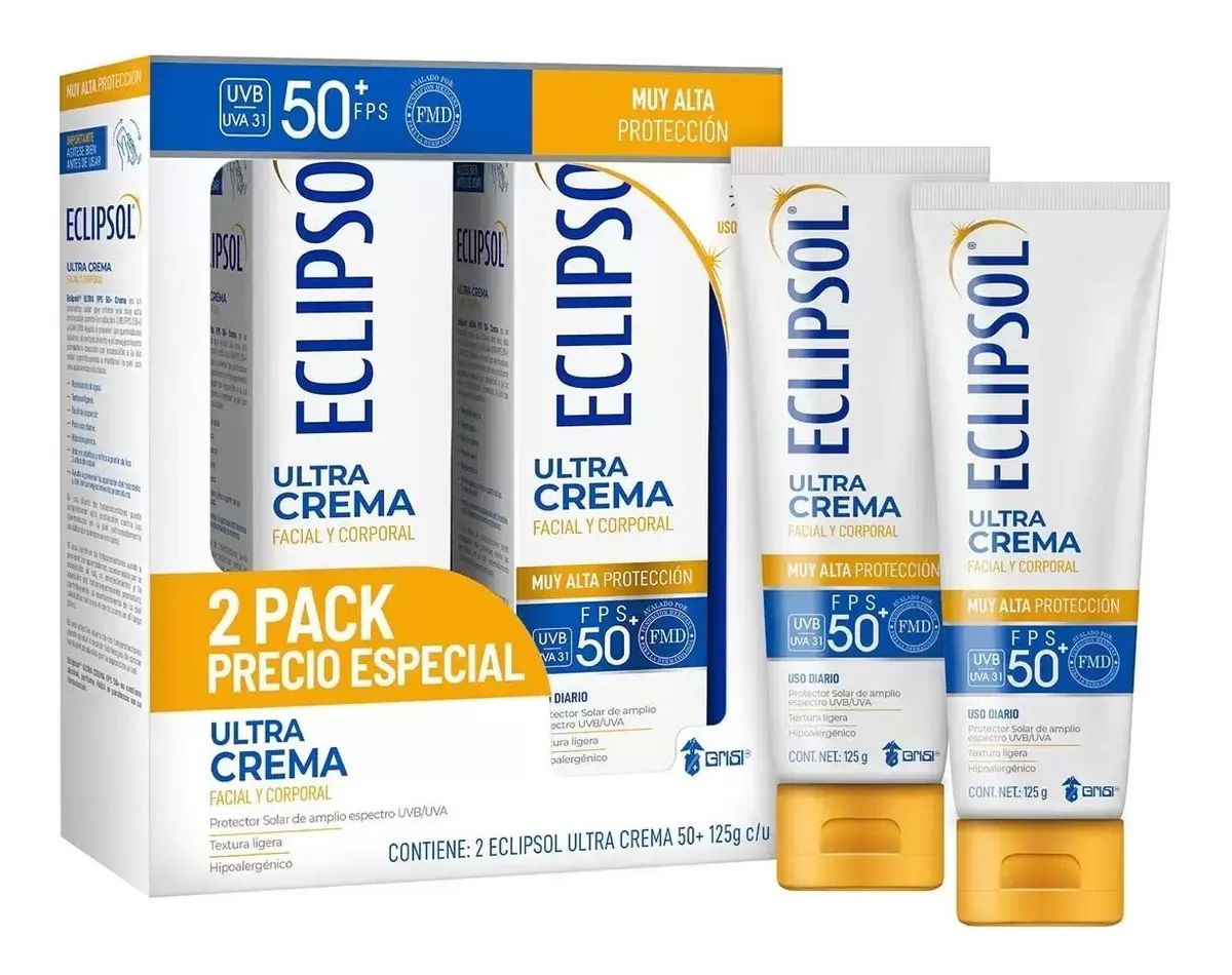 Protector Solar Eclipsol Ultra Crema Grisi FPS 50+ 2 Pack de125g c/u