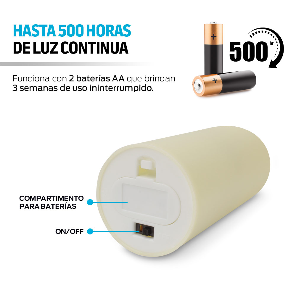 Paquete de 6 Velas LED Largas Flama Realista Pilas Redlemon