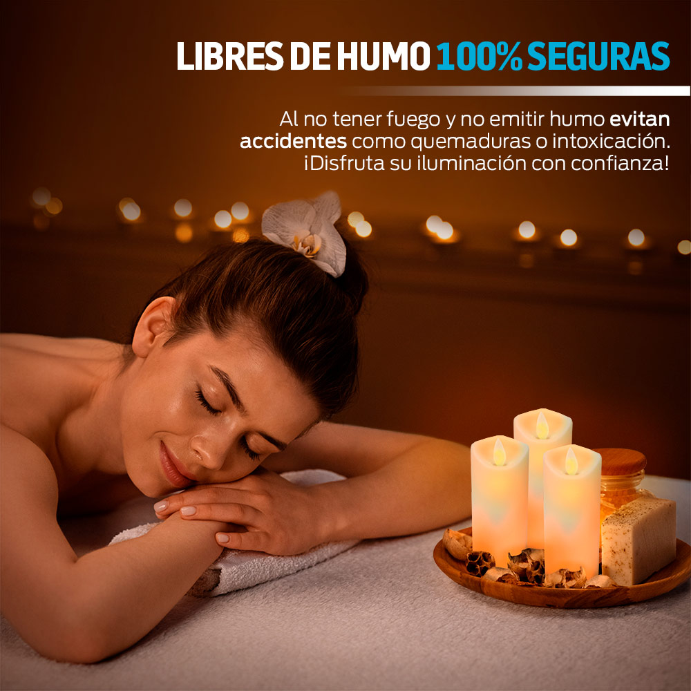 Paquete de 6 Velas LED Largas Flama Realista Pilas Redlemon