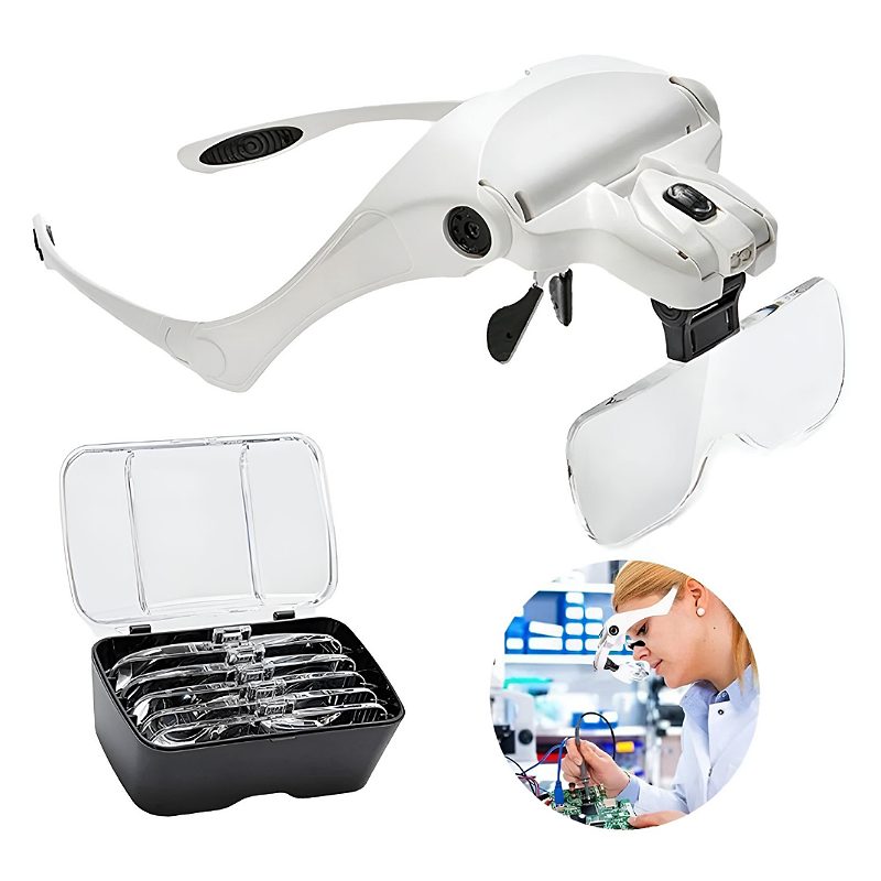 Anteojo Lupa Visor Lampara Led Aumento 1 A 3.5x 5 Lentes