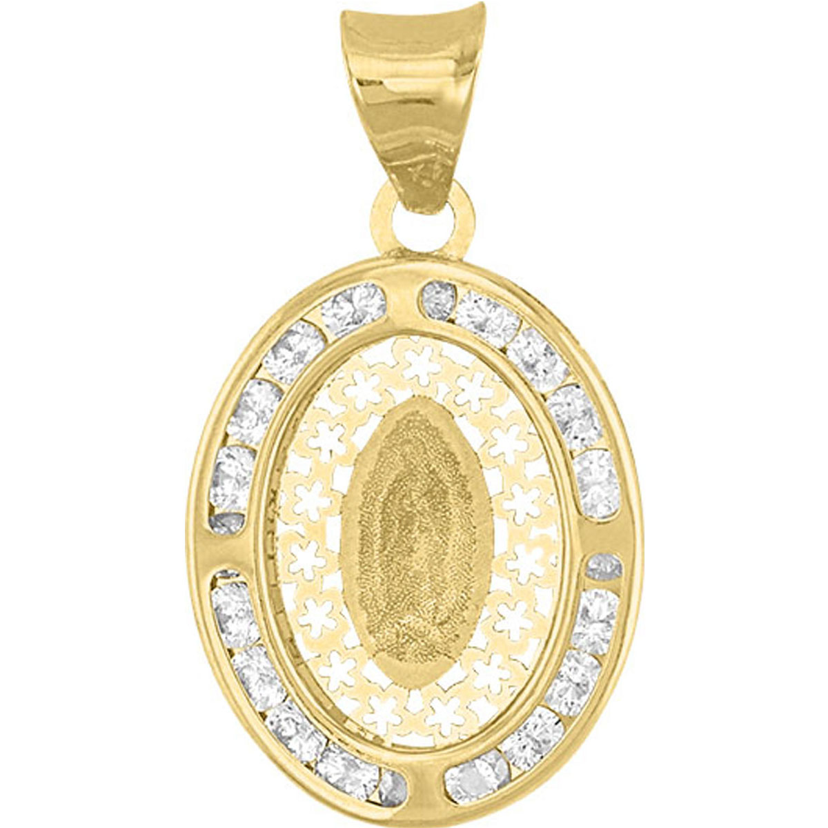 Medalla Guadalupe Fondo Flor Elaborado En Oro De 10 K