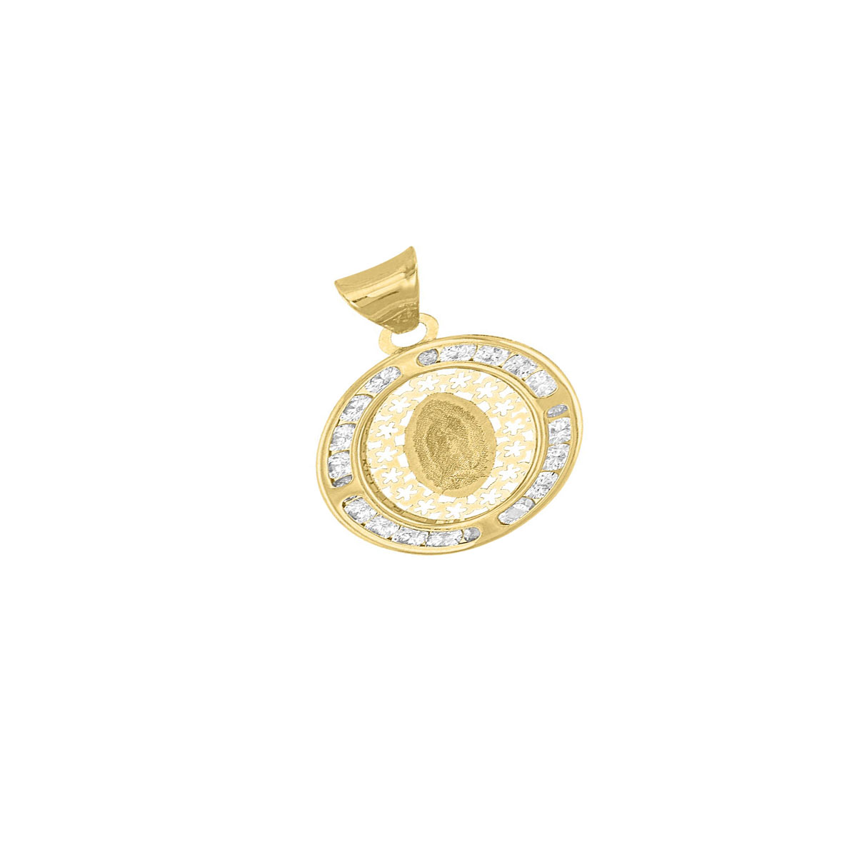 Medalla Guadalupe Fondo Flor Elaborado En Oro De 10 K