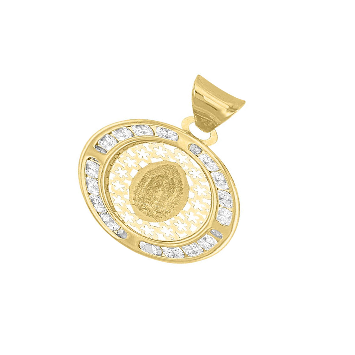 Medalla Guadalupe Fondo Flor Elaborado En Oro De 10 K