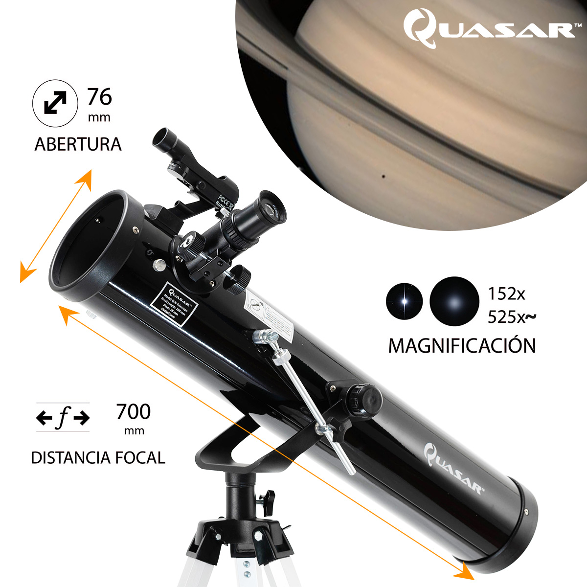 Telescopio Quasar Starter Q76 525x Con Adaptador Smartphone