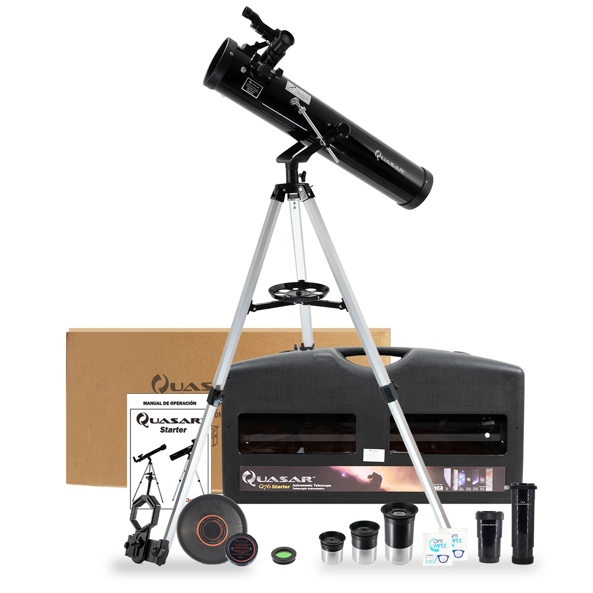 Telescopio Quasar Starter Q76 525x Con Adaptador Smartphone