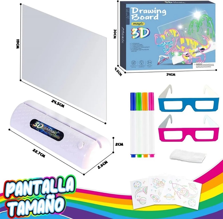  Pizarras Mágicas 3D Led Luminoso Graffiti Dibujo Tablero