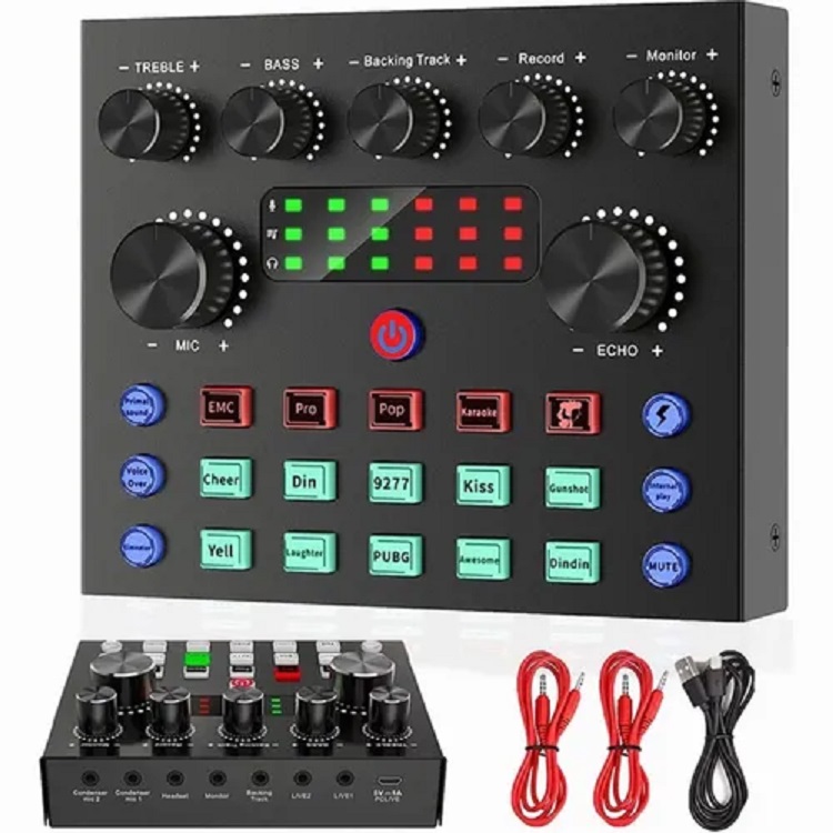 Mezcladora De Audio Con Tarjeta De Sonido V8s Para Podcast