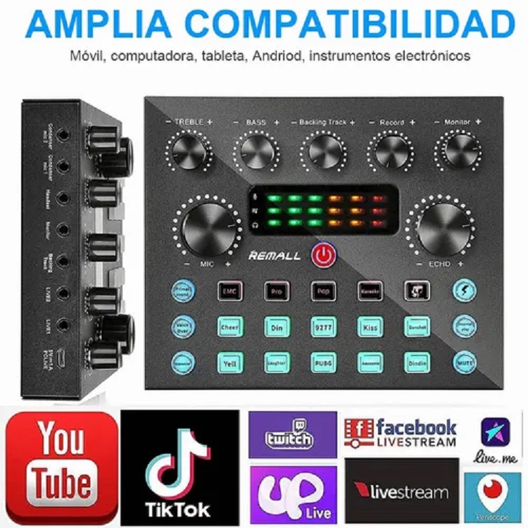Mezcladora De Audio Con Tarjeta De Sonido V8s Para Podcast
