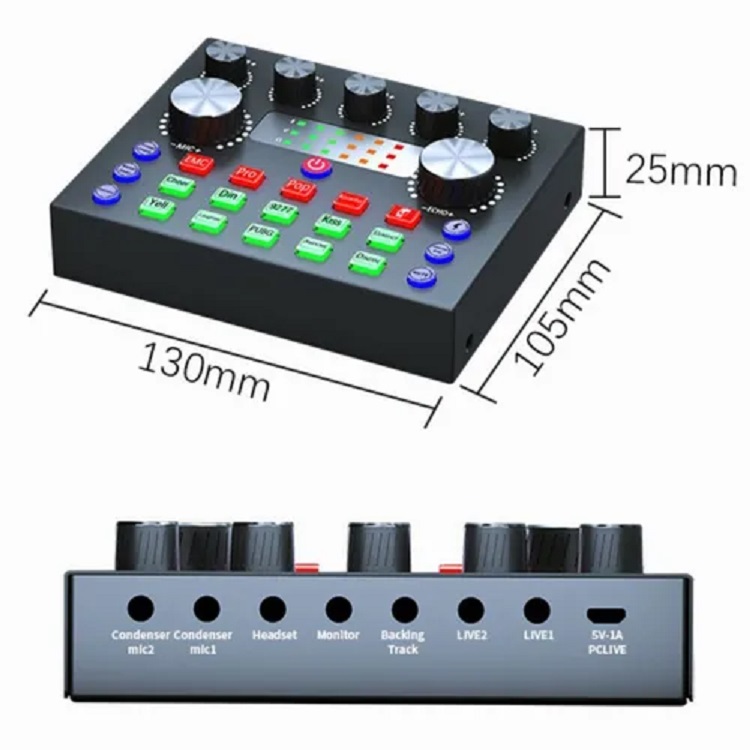 Mezcladora De Audio Con Tarjeta De Sonido V8s Para Podcast