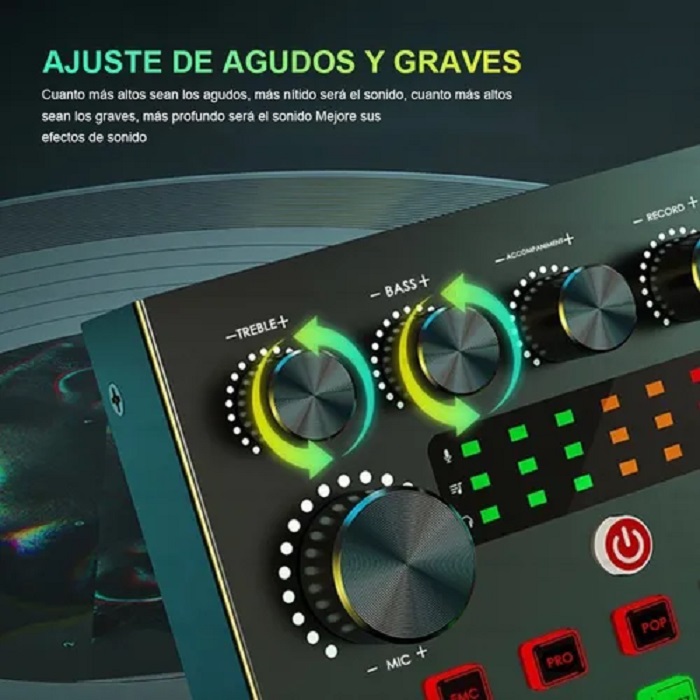 Mezcladora De Audio Con Tarjeta De Sonido V8s Para Podcast