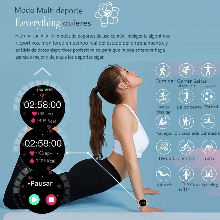 Reloj Inteligente Deportivo con Bluetooth Para Mujer