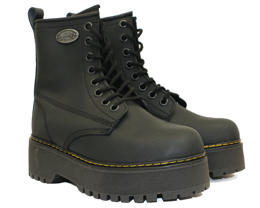 Botas Jadon Piel Plataforma Negras Aesthetic Cuero Hombre Mujer Doble Suela Altas