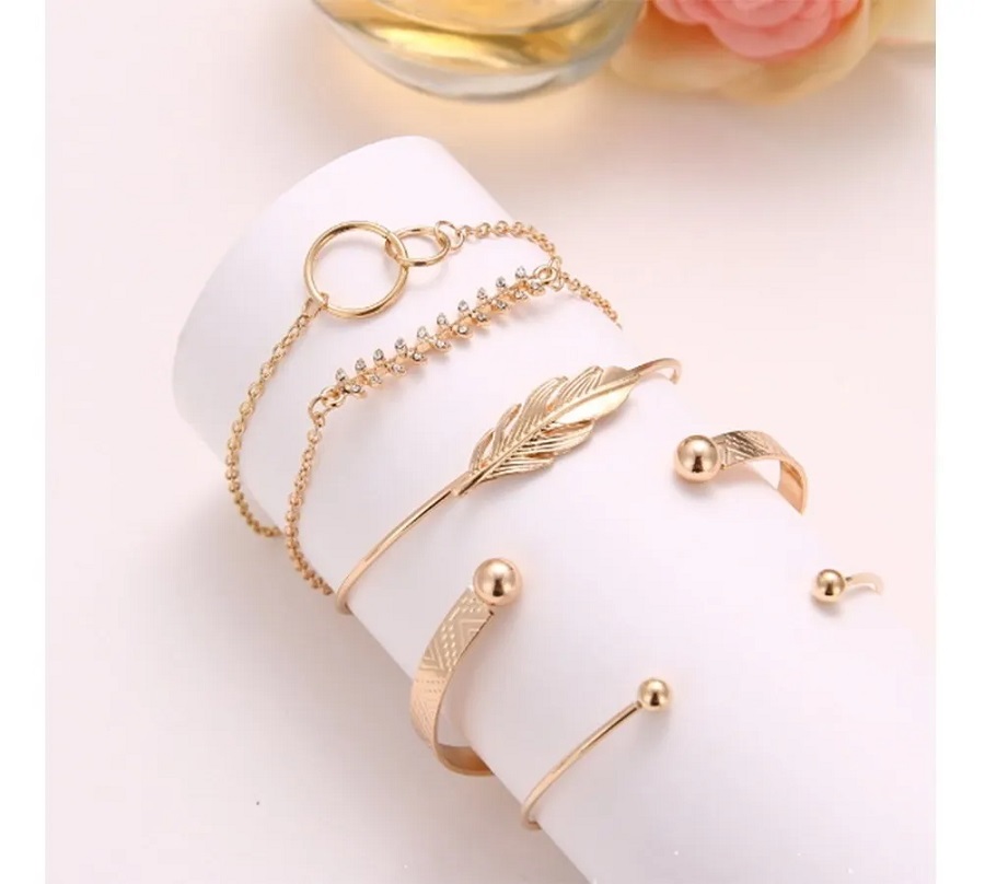 Set 5, Pulsera Hoja Arce Retro Ajustable