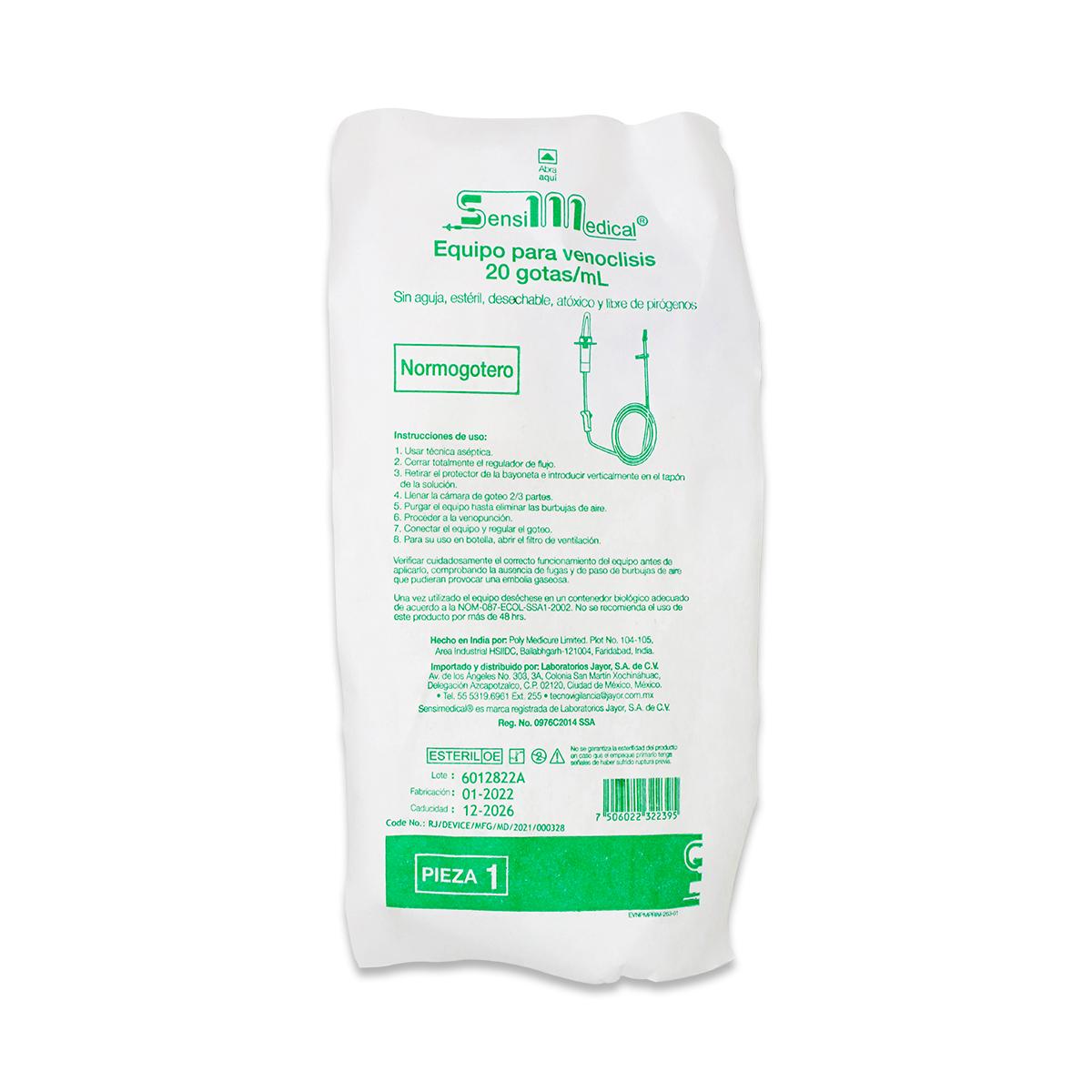 Equipo Para Venoclisis Normogotero 20 Gotas Sin Aguja, Sensilmedical 