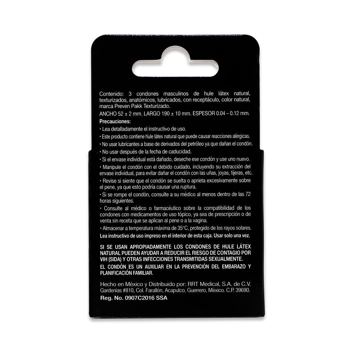 Condones Vive Gold, 3 Condones Texturizados Lubricados 