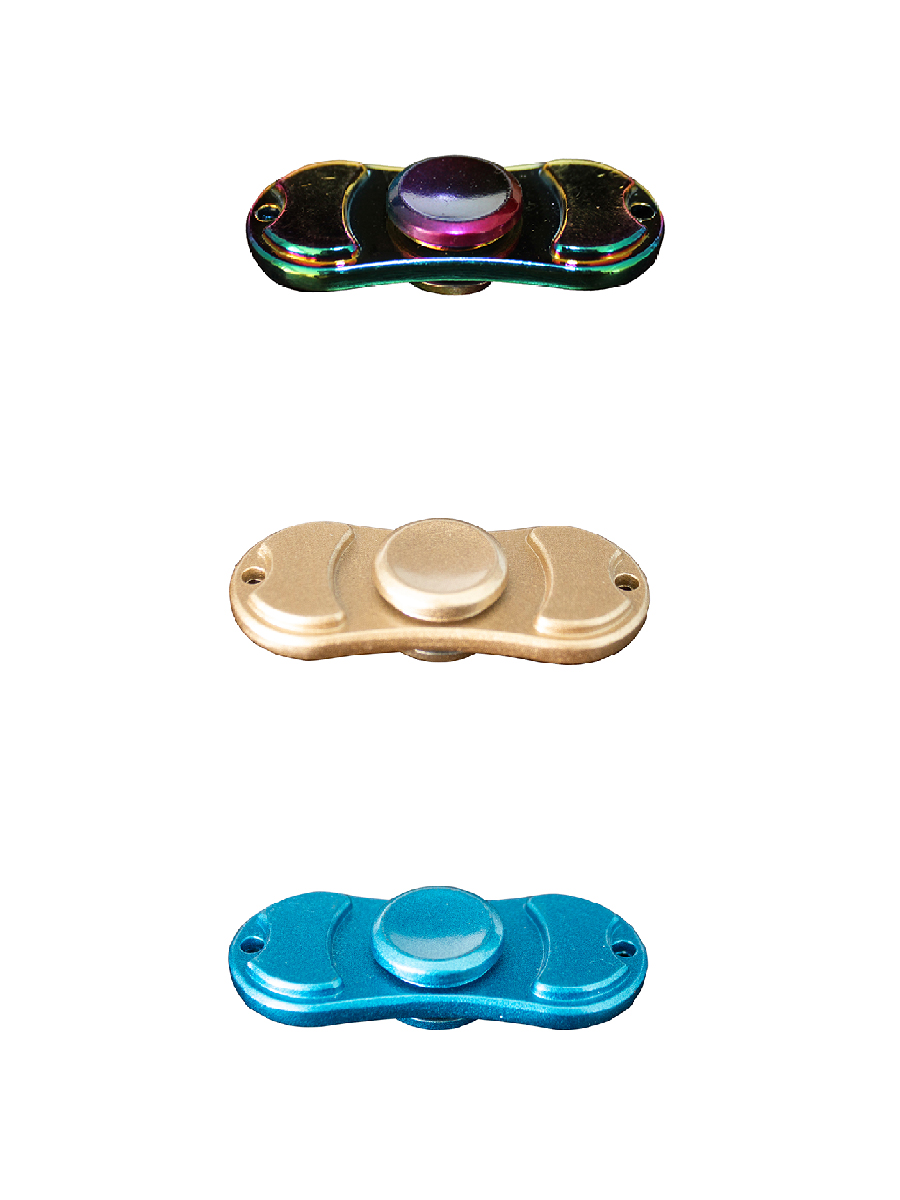 Set 3 Fidget Tornasol Spinner Metálico 2 Alas Circular Caja De Aluminio