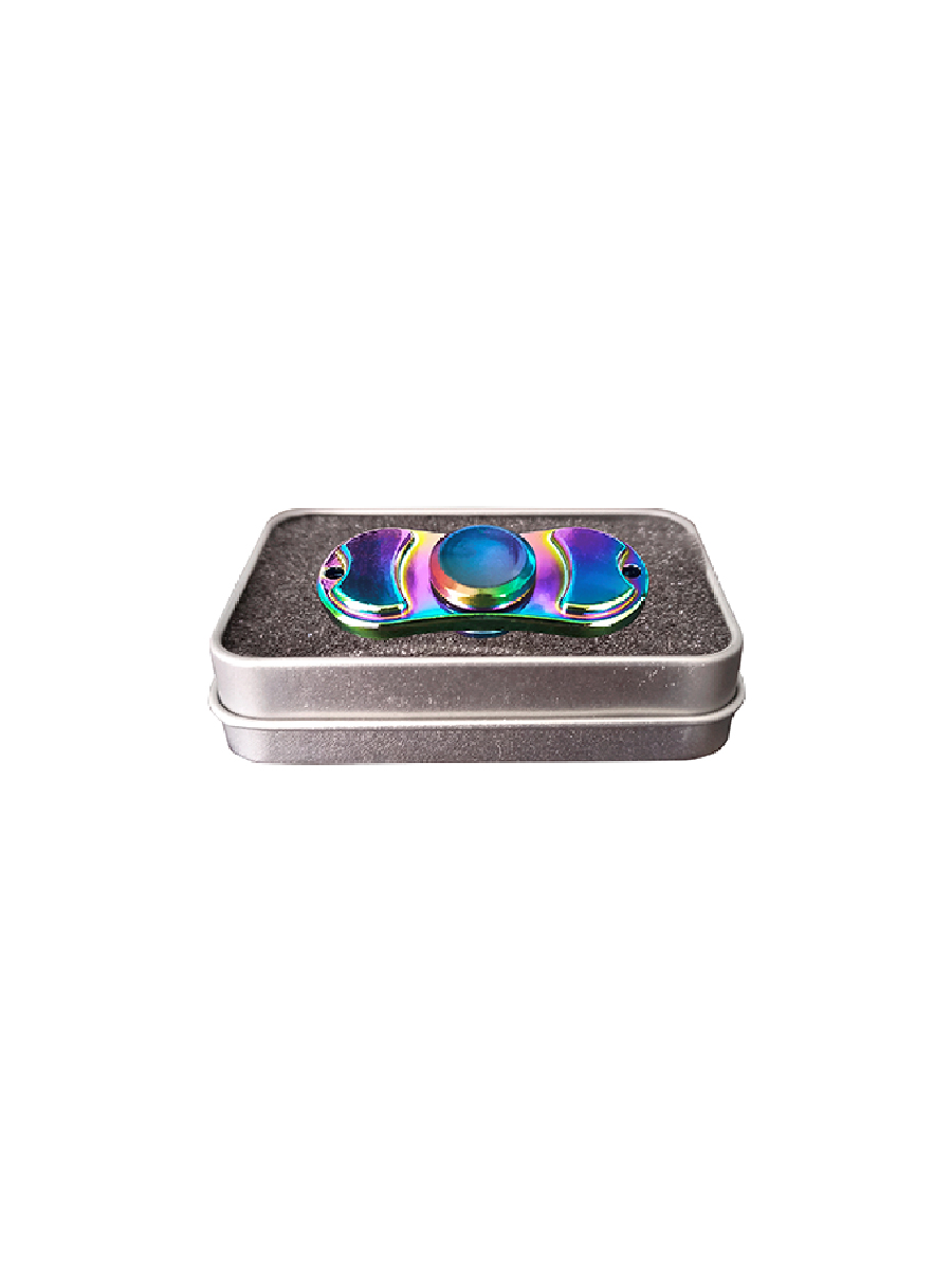 Set 3 Fidget Tornasol Spinner Metálico 2 Alas Circular Caja De Aluminio