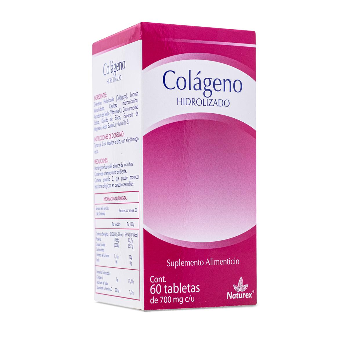 Colageno Hidrolizado Suplementos Alimenticios 60 Tabs 700 Mg C/U Naturex 