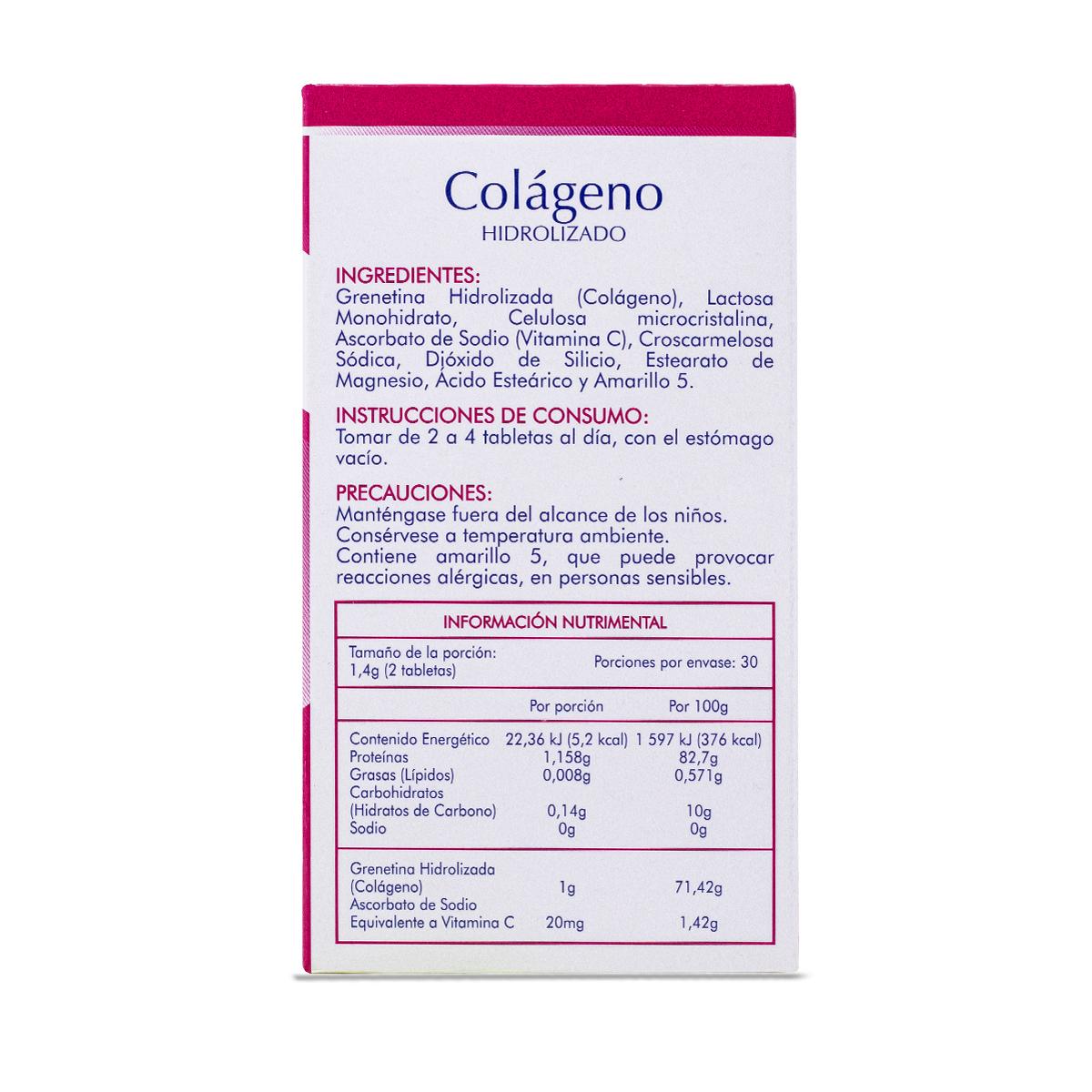 Colageno Hidrolizado Suplementos Alimenticios 60 Tabs 700 Mg C/U Naturex 
