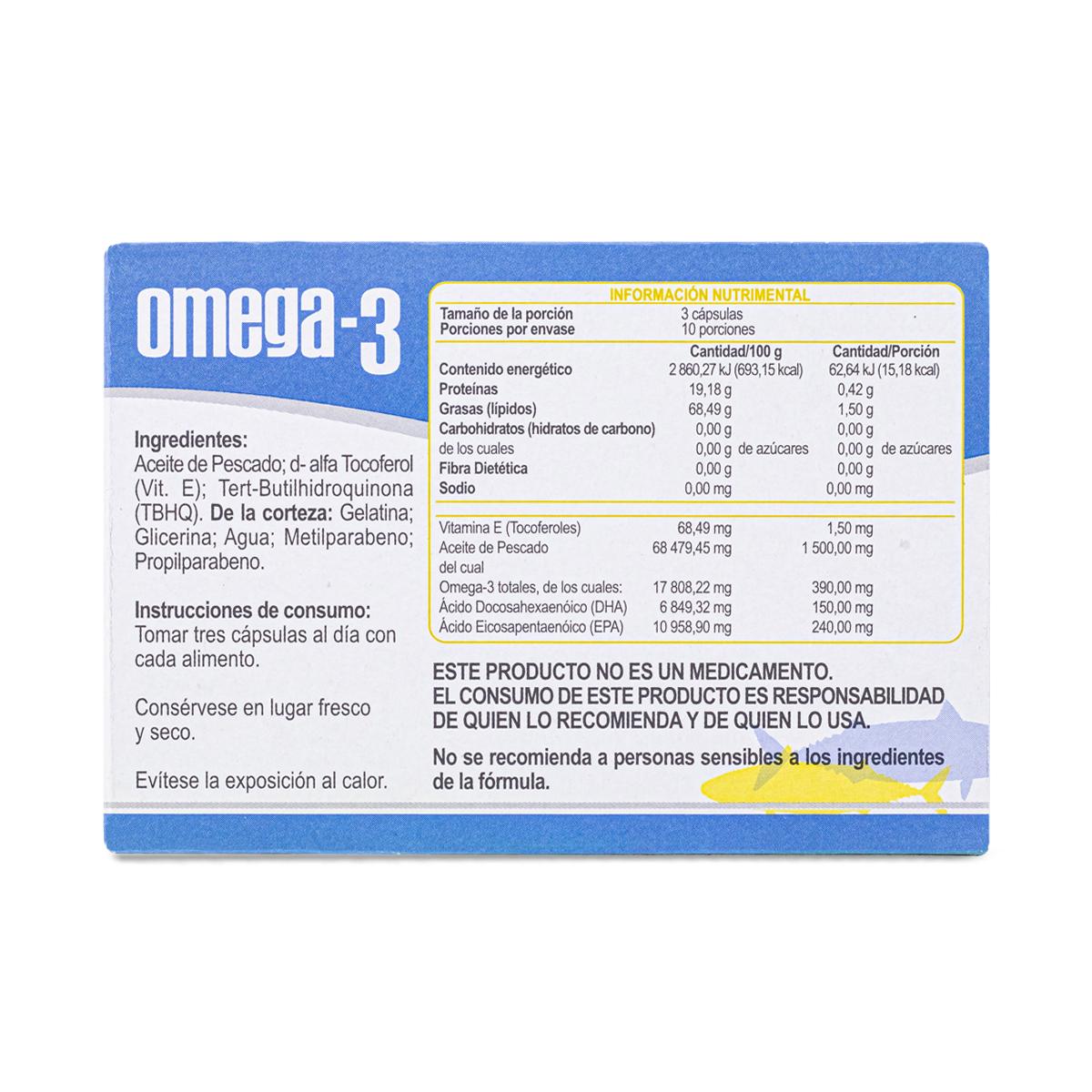Omega-3 30 Caps .73 G Suplemento Alimenticio Con Omega 3 Y Dha Pharmacaps 