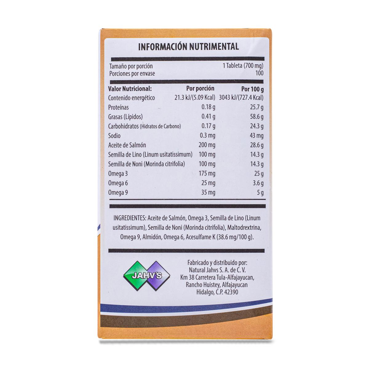 Oil Jahvs Suplemento Alimenticio Omega 3,6 Y 9 Aceite De Salmon Semilla De Nori Y Semilla De Lino 10 