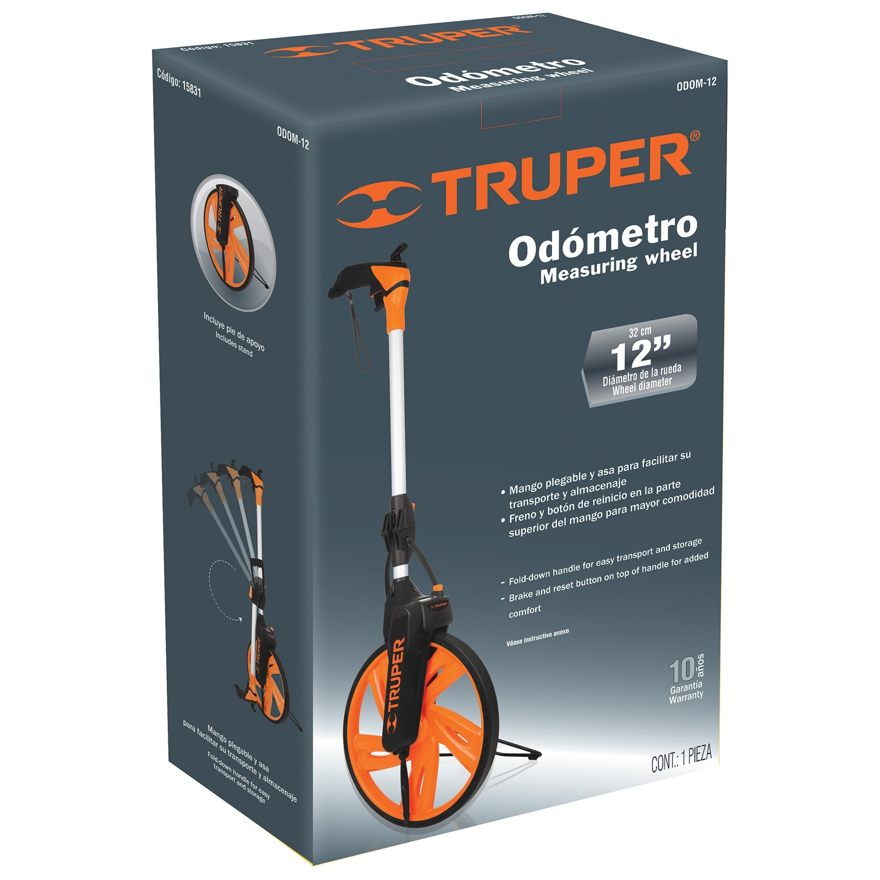 Odómetro 12"(32cm) con freno, TRUPER Modelo: ODM-12.