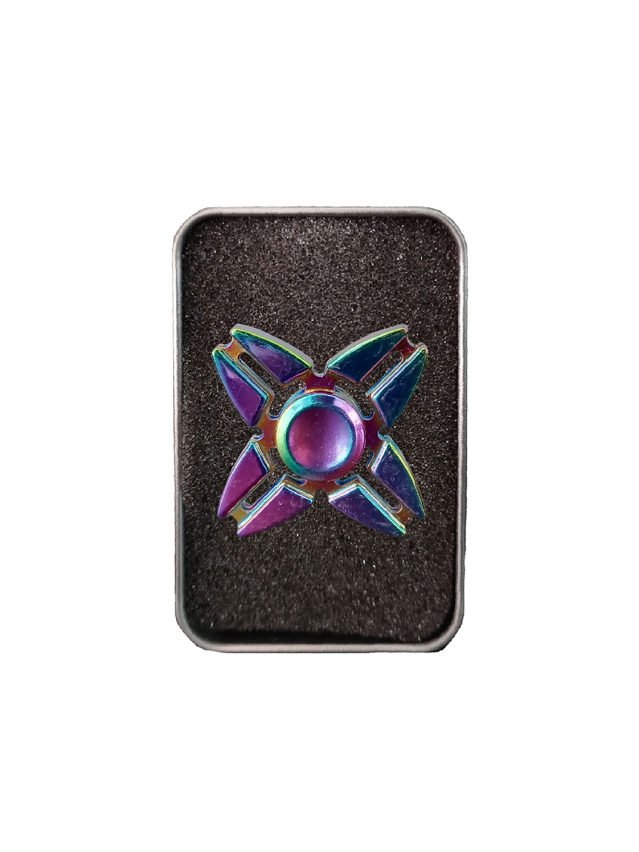 Juguete Antiestrés Fidget Spinner 4 Alas Estrella Tornasol Caja Aluminio