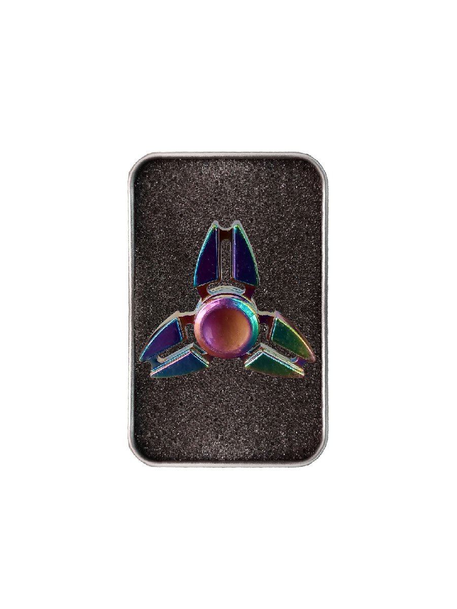 Tornasol Juguete Antiestrés Fidget Spinner Con Caja De Aluminio Estrella 3 Picos