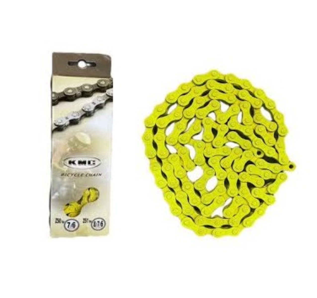 CADENA KMC P/BICICLETA AMARILLO NEÓN 7 VEL Z7 YS-793 ENDY1