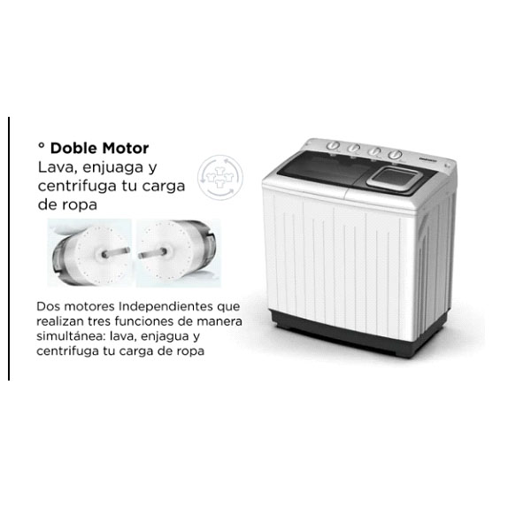 LAVADORA SEMIAUTOMÁTICA DE DOBLE TINA DAEWOO DWTT13M2NUFW