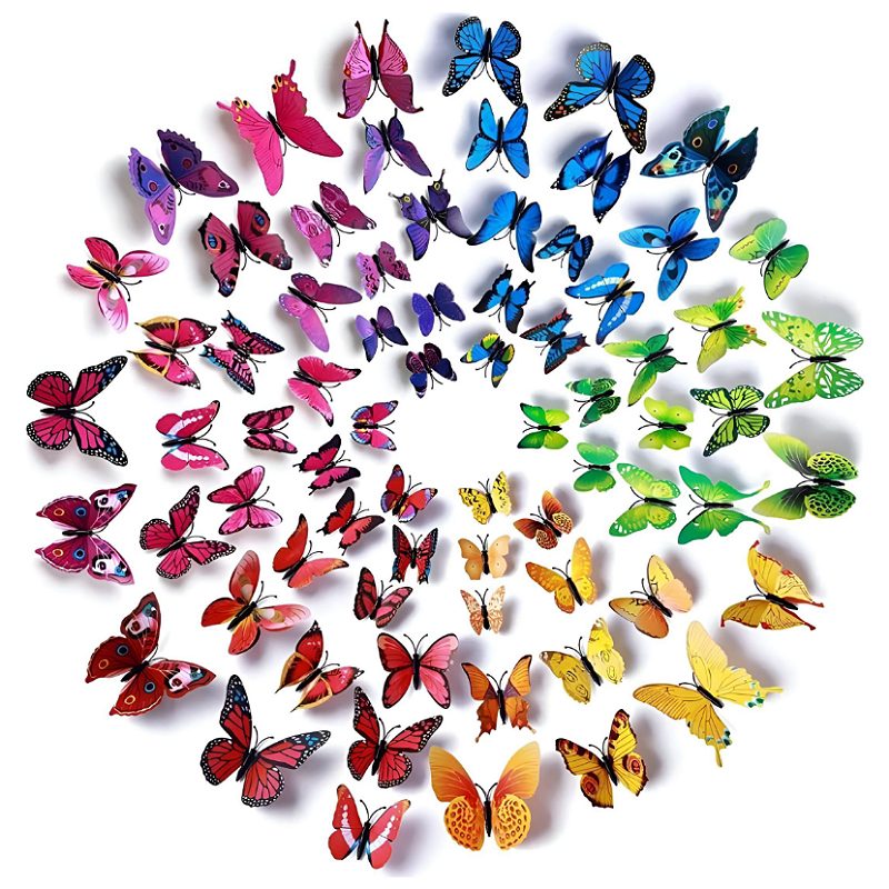 Mariposas Decorativas, 72pzs , 3d Pared Colore Metalicos Hueco