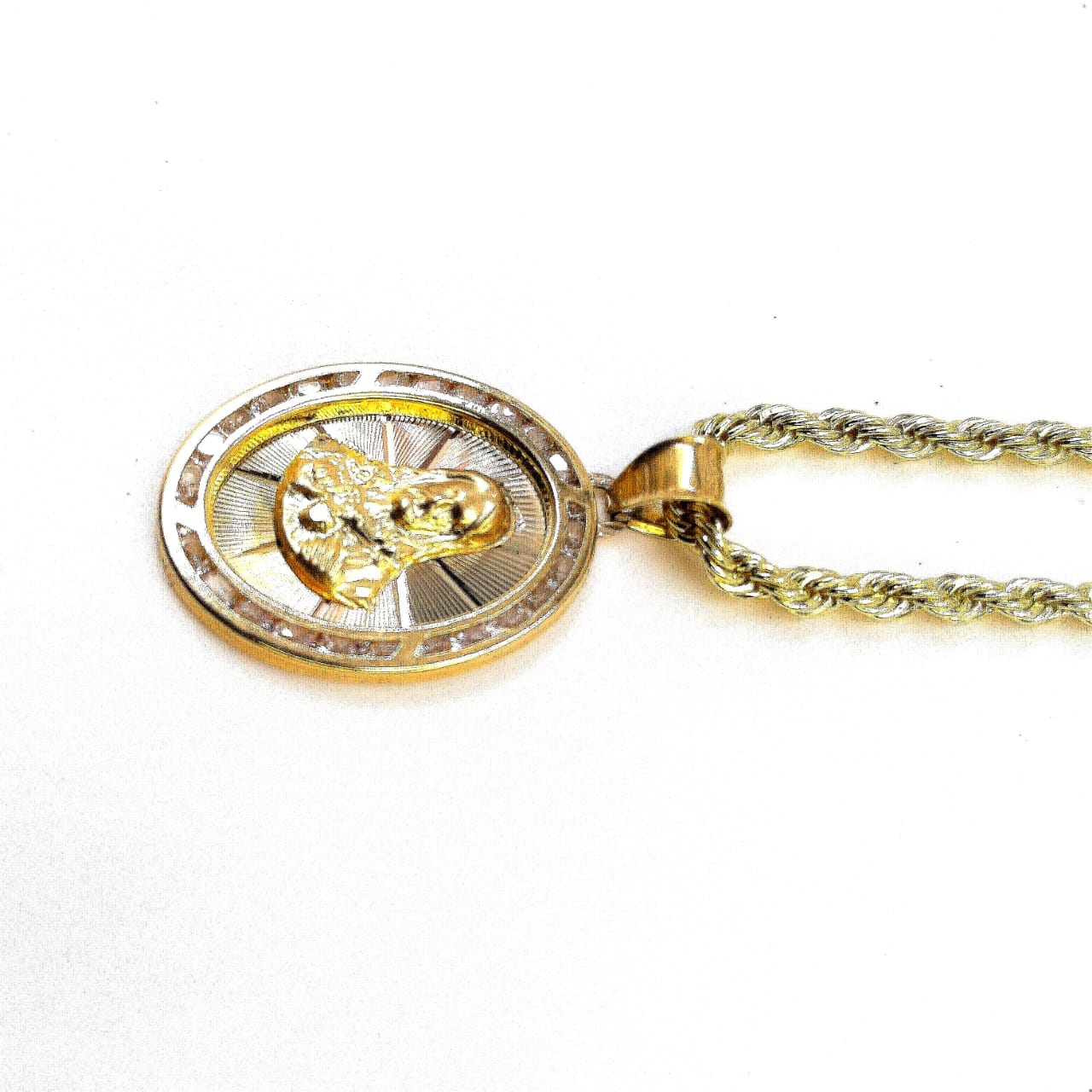 Dije San Judas Oro 10K Oval 1.6gr Cadena Torzal BIJOUX MARQUISE