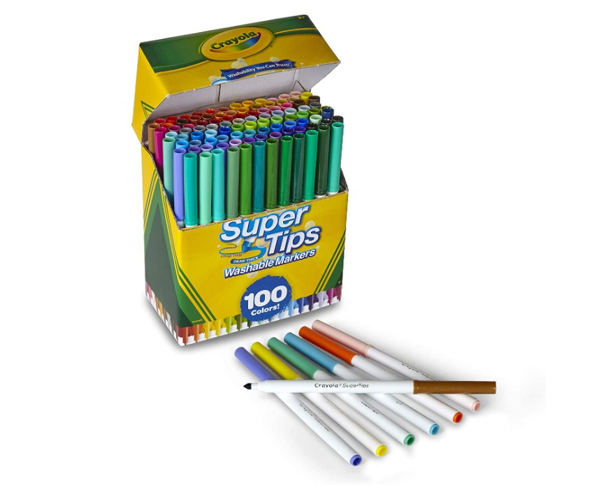 Super Tips Crayola 100 Plumones Marcadores Delgados Lavables