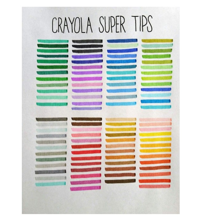 Super Tips Crayola 100 Plumones Marcadores Delgados Lavables Originales