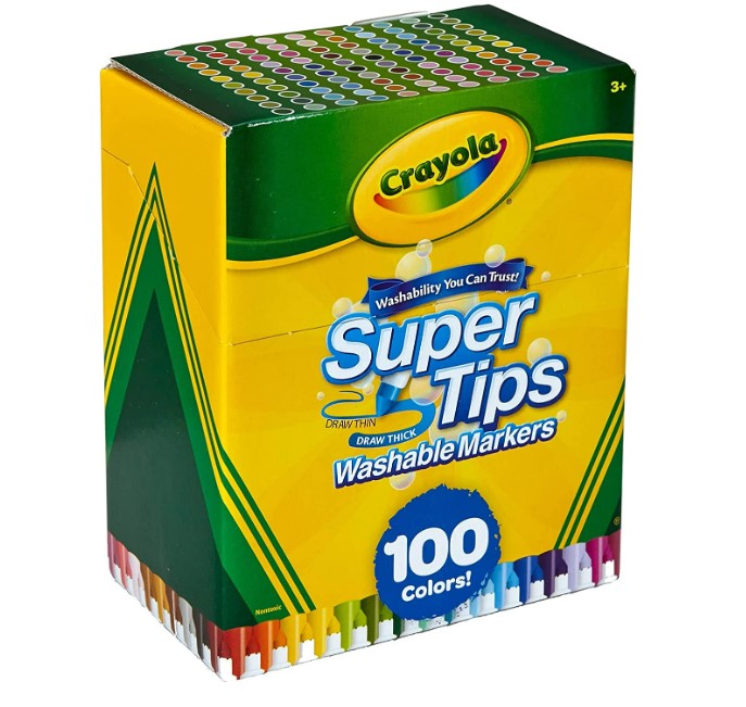 Super Tips Crayola 100 Plumones Marcadores Delgados Lavables Originales